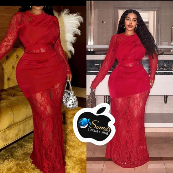 stylish long red dress