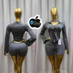 sripe black and white 2pcs set (longsleeve and short)