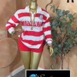 Red and white longsleeve with red short